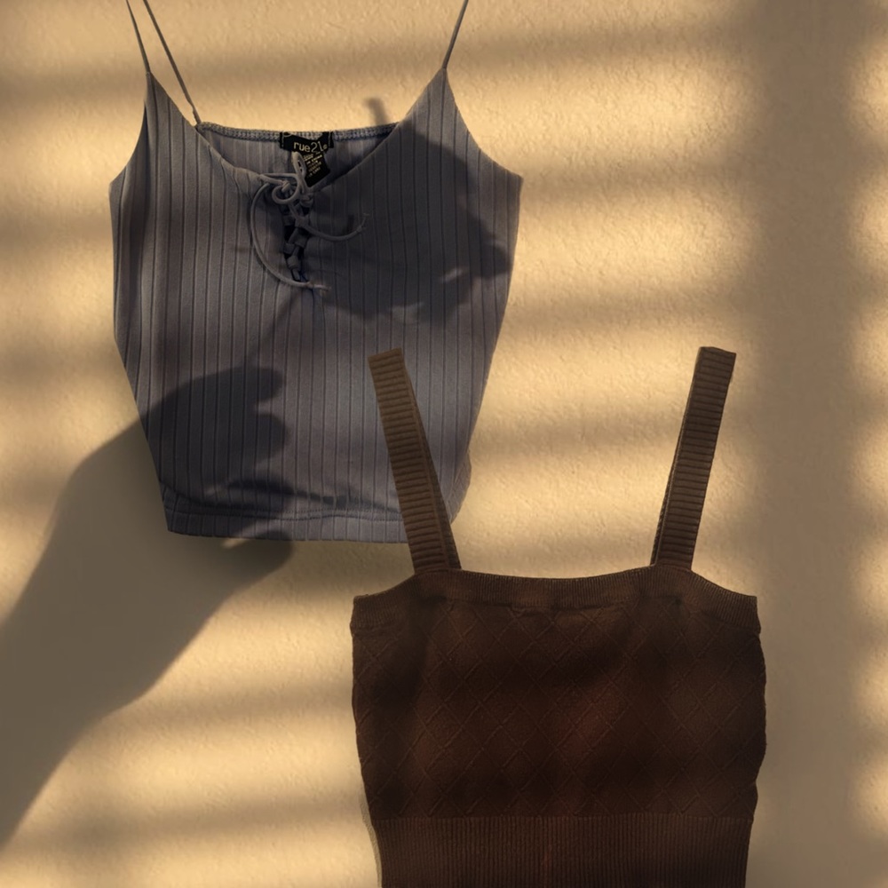 TWO TANKTOPS // Blue and Brown Small and Medium Tanktops Women